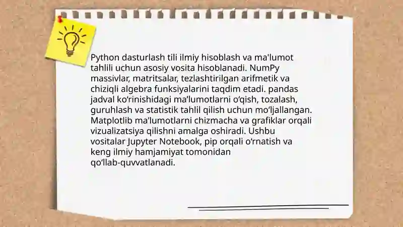 Python dasturlash tili va uning kutubxonalari (NumPy, pandas, Matplotlib) 3