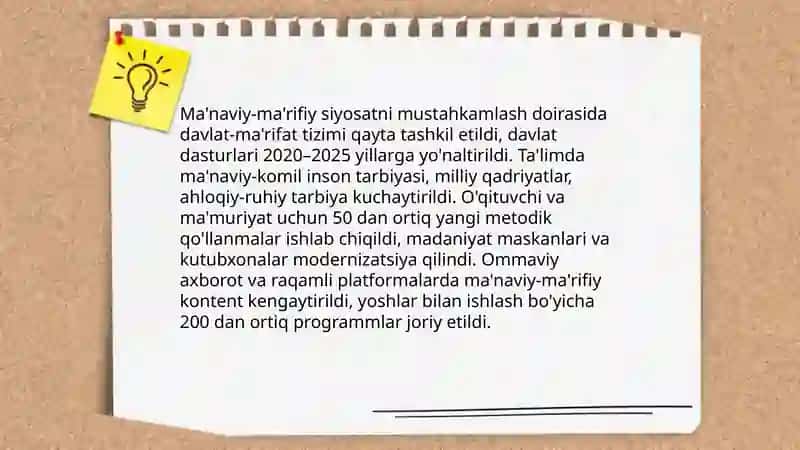 Yangi oʻzbekistonda amalga oshirilayotgan ma'naviy oʻzgarishlar 3