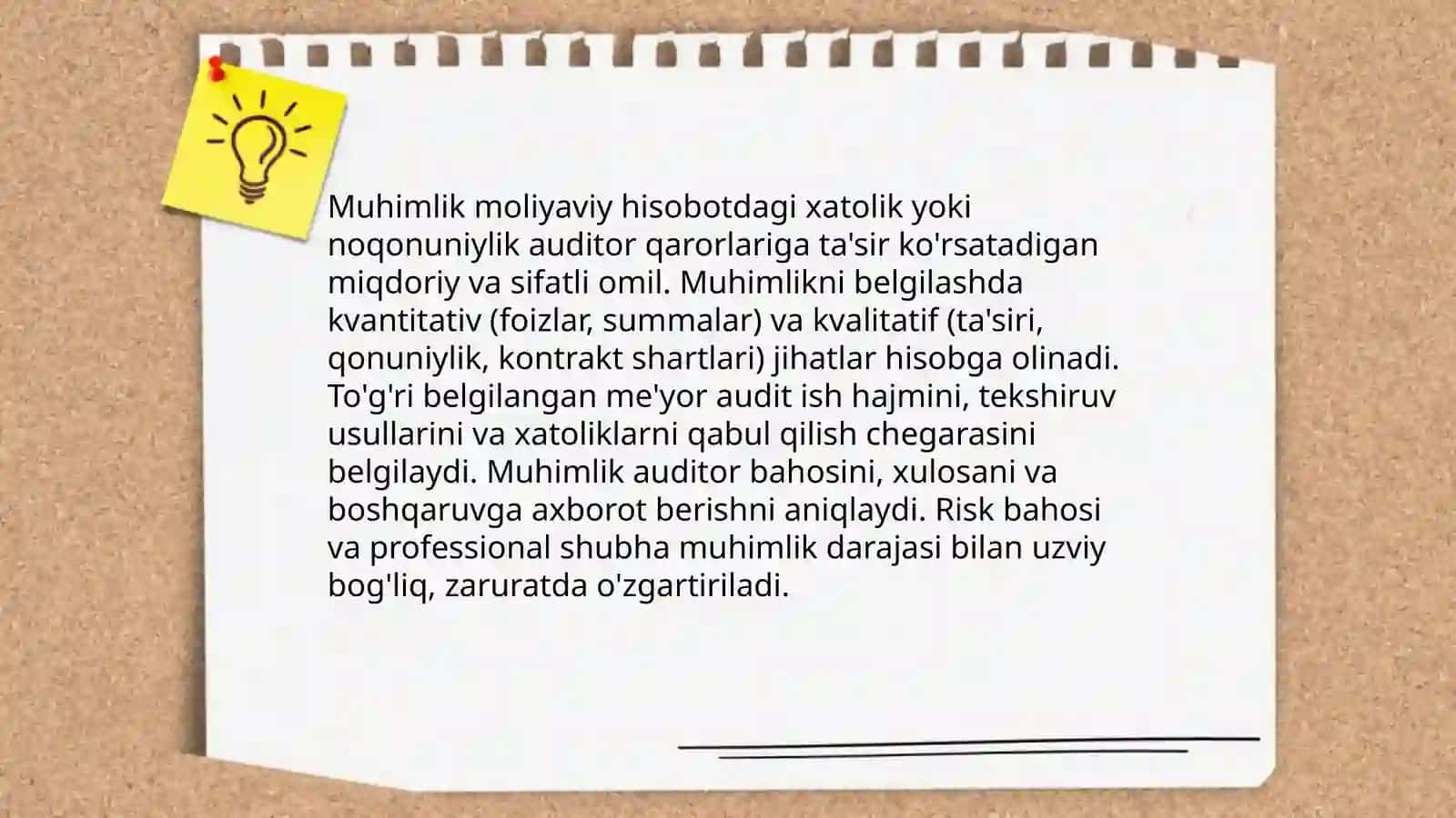 Auditda muhimlik va risk darajalarini aniqlash 3