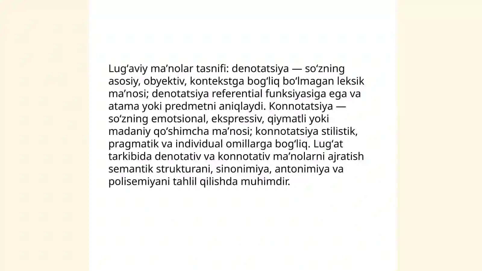 Ona tili lugʻat tarkibining ma'no jihatidan tavsiflanishi 3