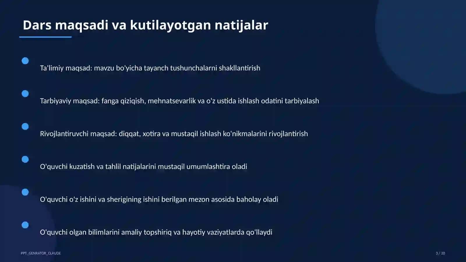 Dars rejasi 3