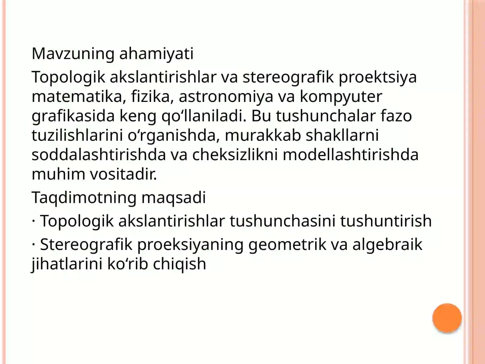 Differensial geometriya va topologiya fanidan mustaqil ishi 3