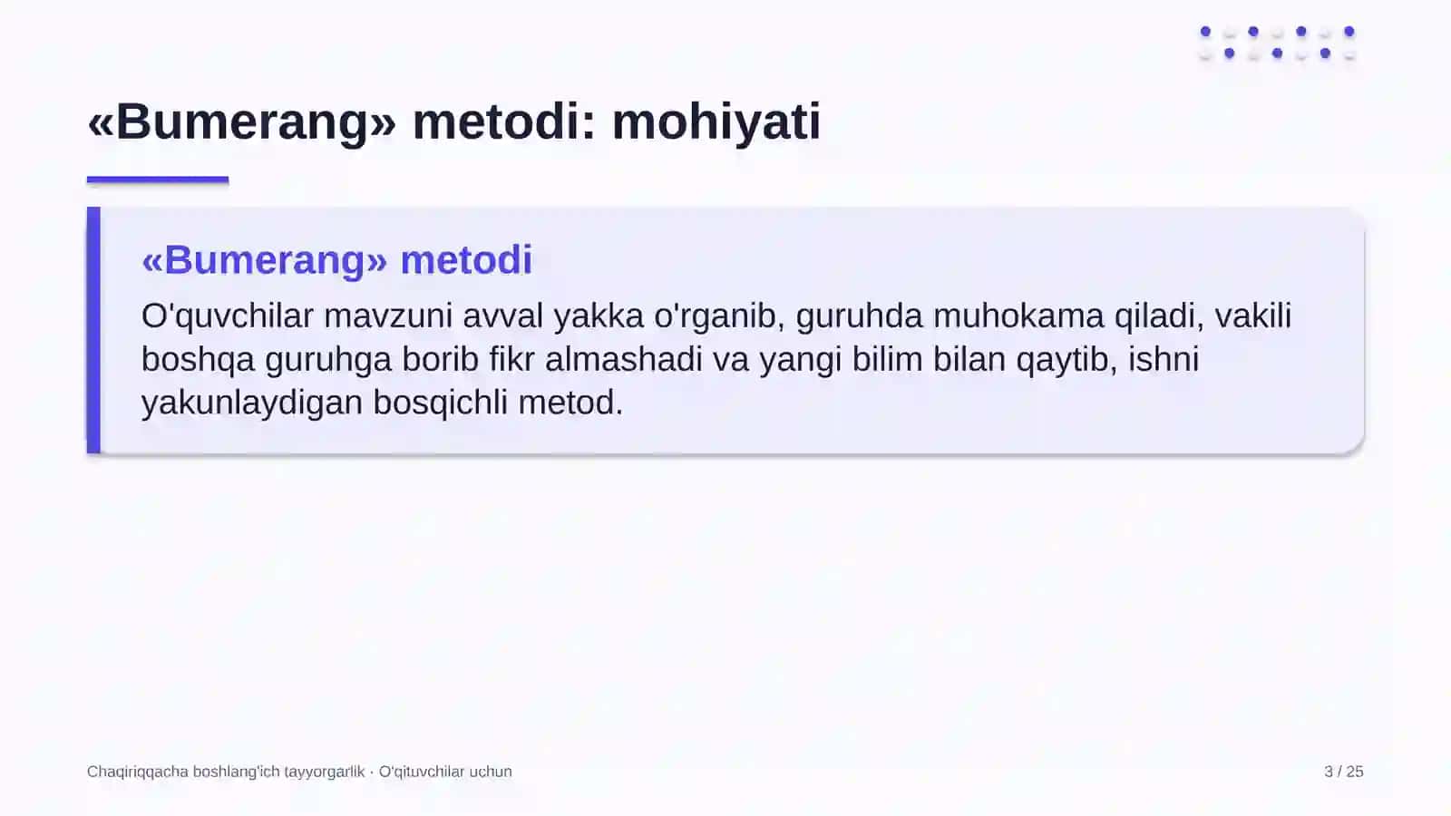 chaqiriqqacha boshlang'ich tayyorgarlik darslarida bumerang metodidan foydalanish 4063 3