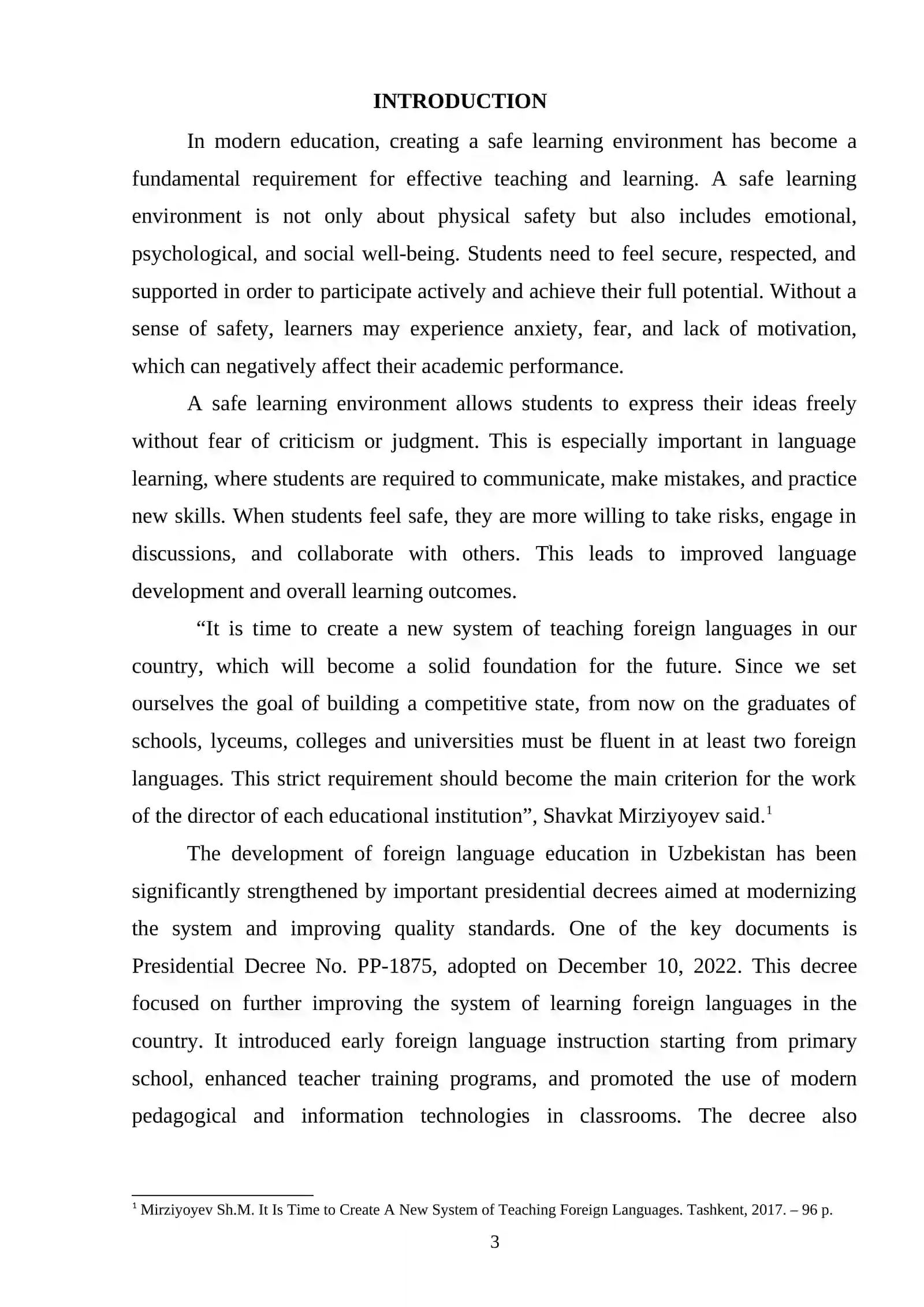 Creating Safe Learning Environments 3