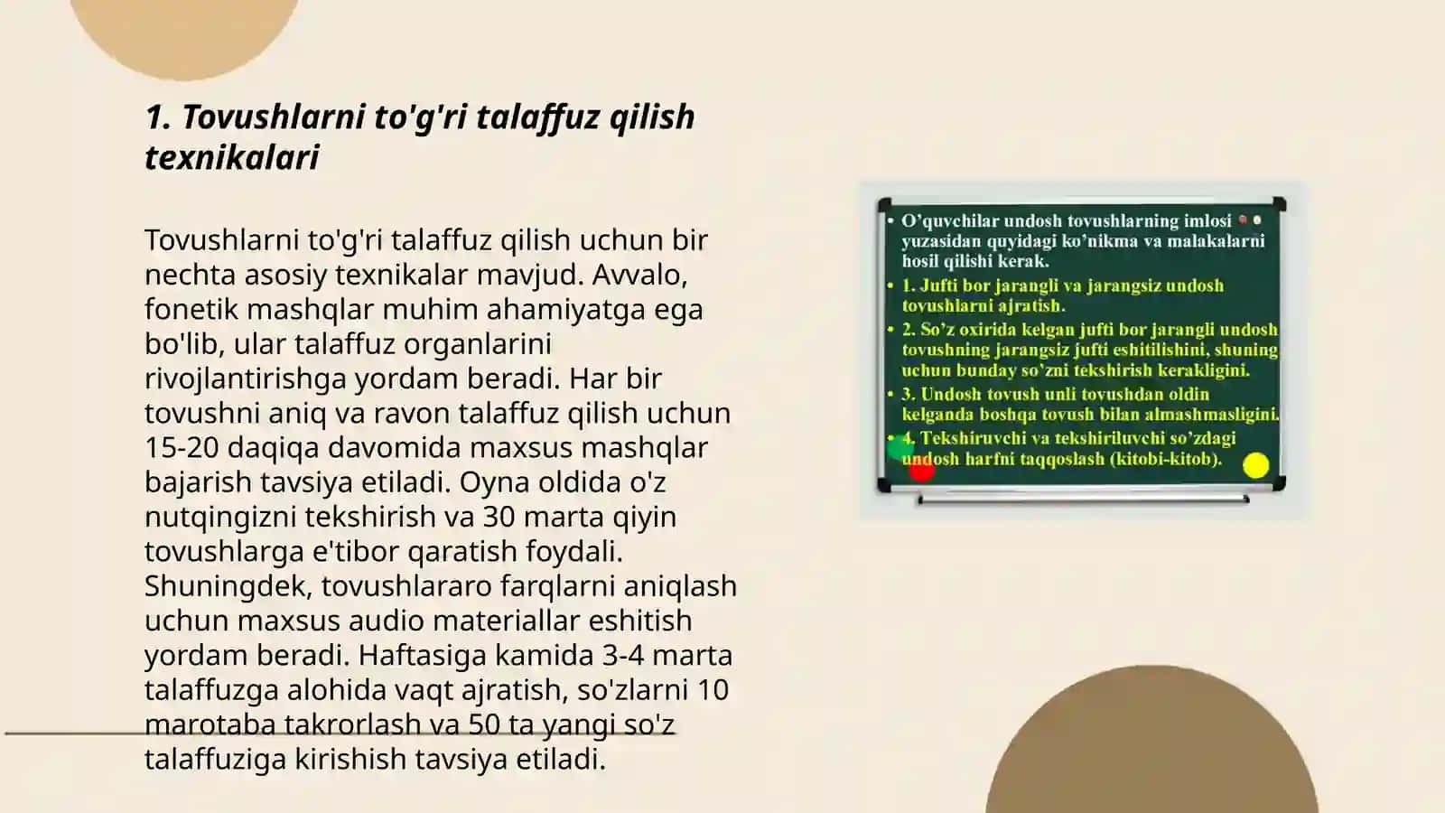 Tovushlarning tòģri talaffuri yuzasidan olib boriladigan metodik ishlar 3