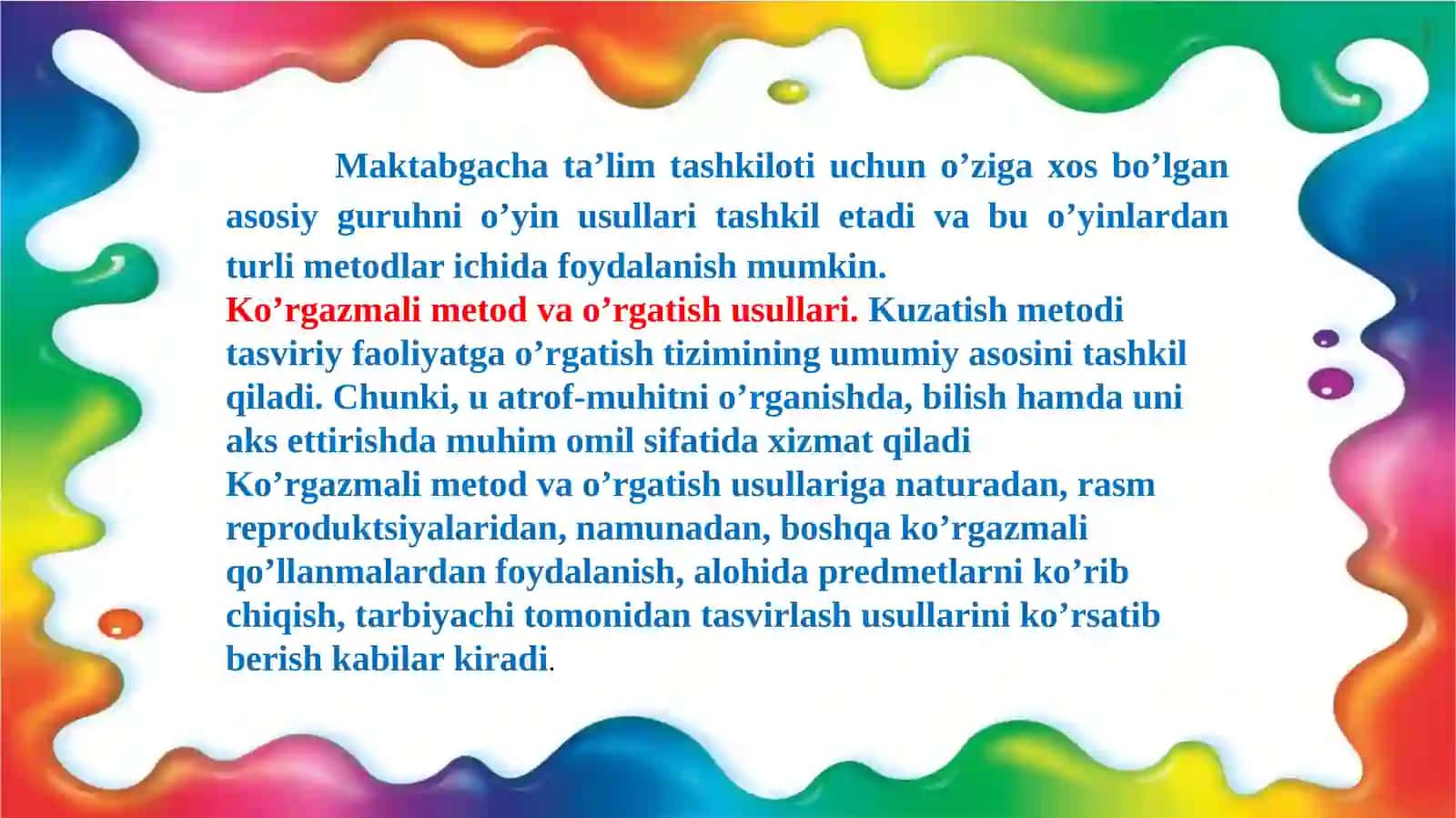 Maktabgacha yoshdagi bolalarni tasviriy faoliyatga o‘rgatishning metod va usullari 3