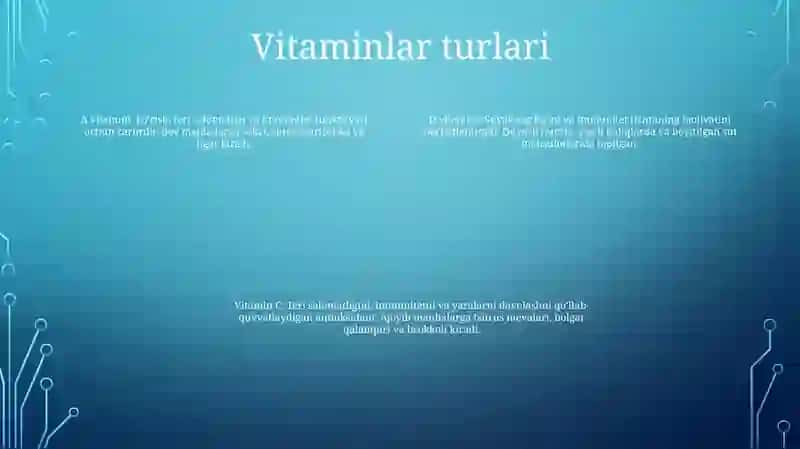 Vitaminlar. Kichik Boshqaruvchilar Haqida Tushuncha 3