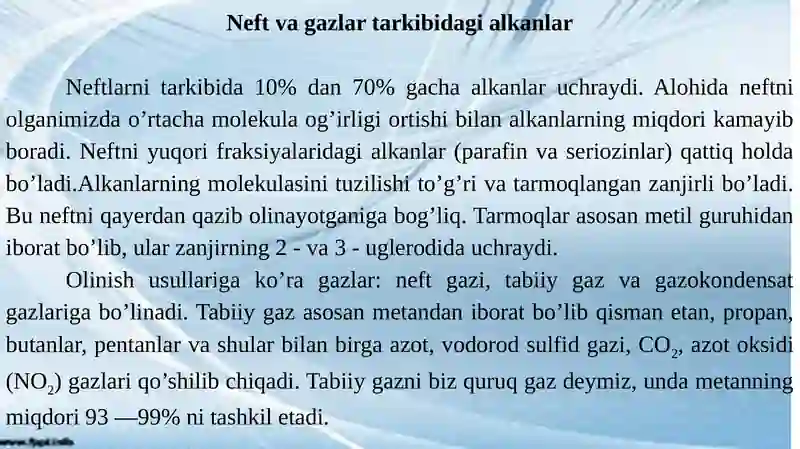 Neft va neft gazlaridagi Alkanlar 3
