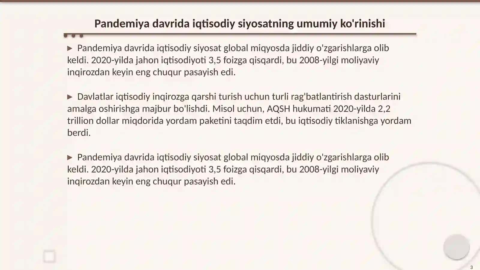 Pandemiya davrida iqtisodiy siyosat Garvrd unversiteti asosida andoza olish 3