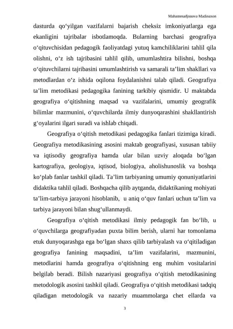 GEOGRAFIYA OʻQITISH METODIKASI FANINING OBYEKTI VA PREDMETI 3