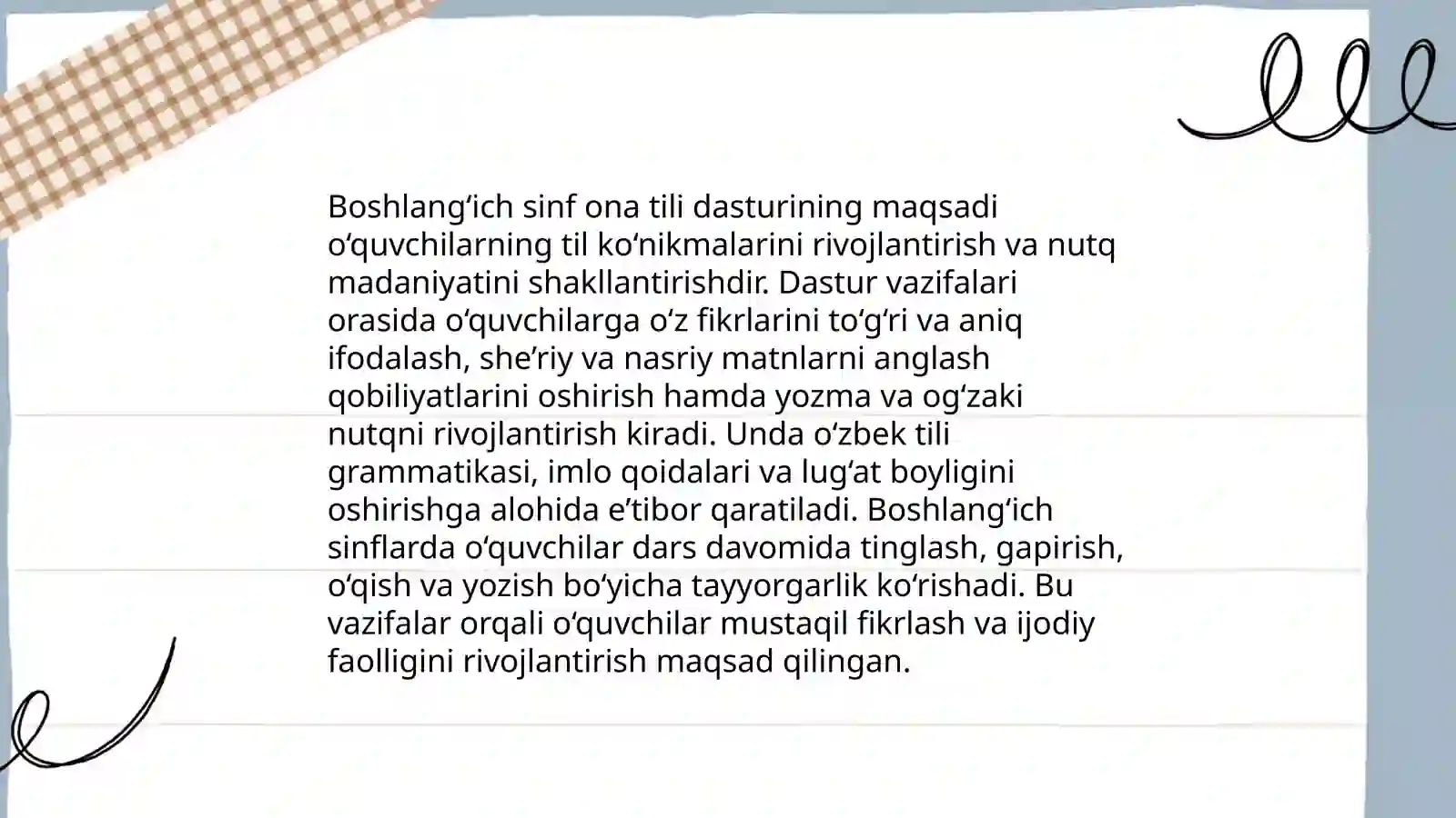 Boshlang‘ich sinf ona tili va o‘qish savodxonligi dasturining tahlili. 5-11-sinf ona tili va adabiyot fani dasturlarining qiyosiy tahlili 3