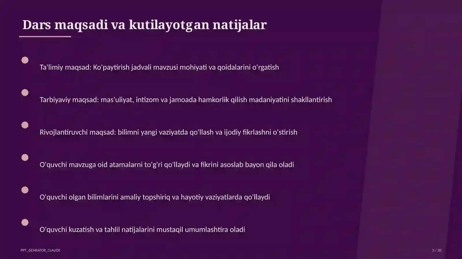 Ko'paytirish jadvali (2-sinf) 3