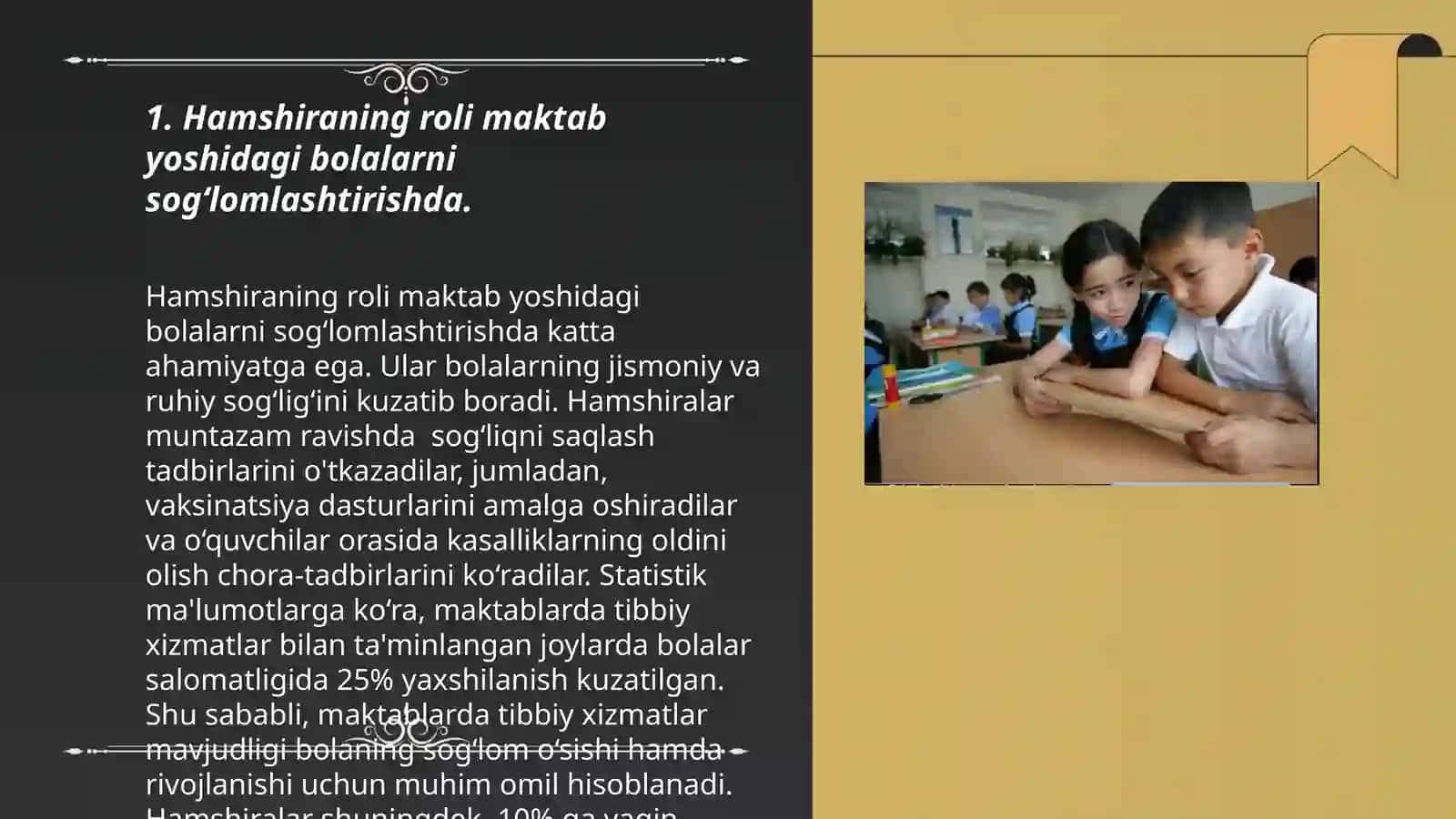Maktab yoshdagi bolalarni salomatligini himoya qilishda hamshira o'rni uy muhiti va xavfsizlik 3