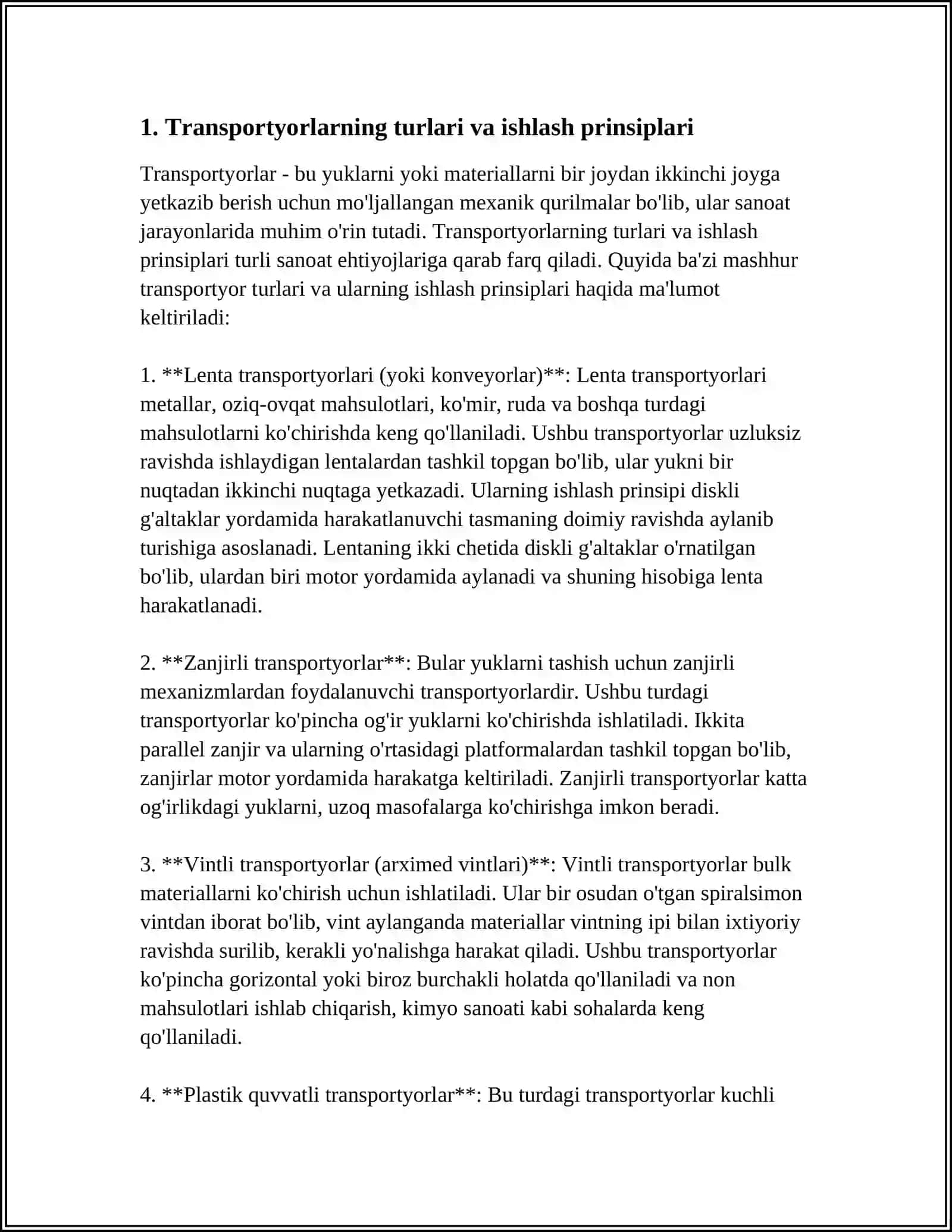 TRANSPORTYORLAR VA ELEVATORLAR 3