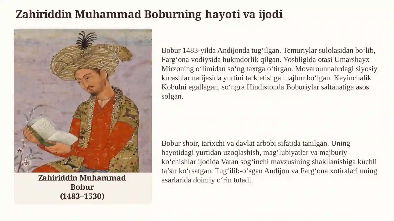 ZAHIRIDDIN MUHAMMAD BOBUR IJODIDA VATAN VA VATAN SOG‘INCHI 3