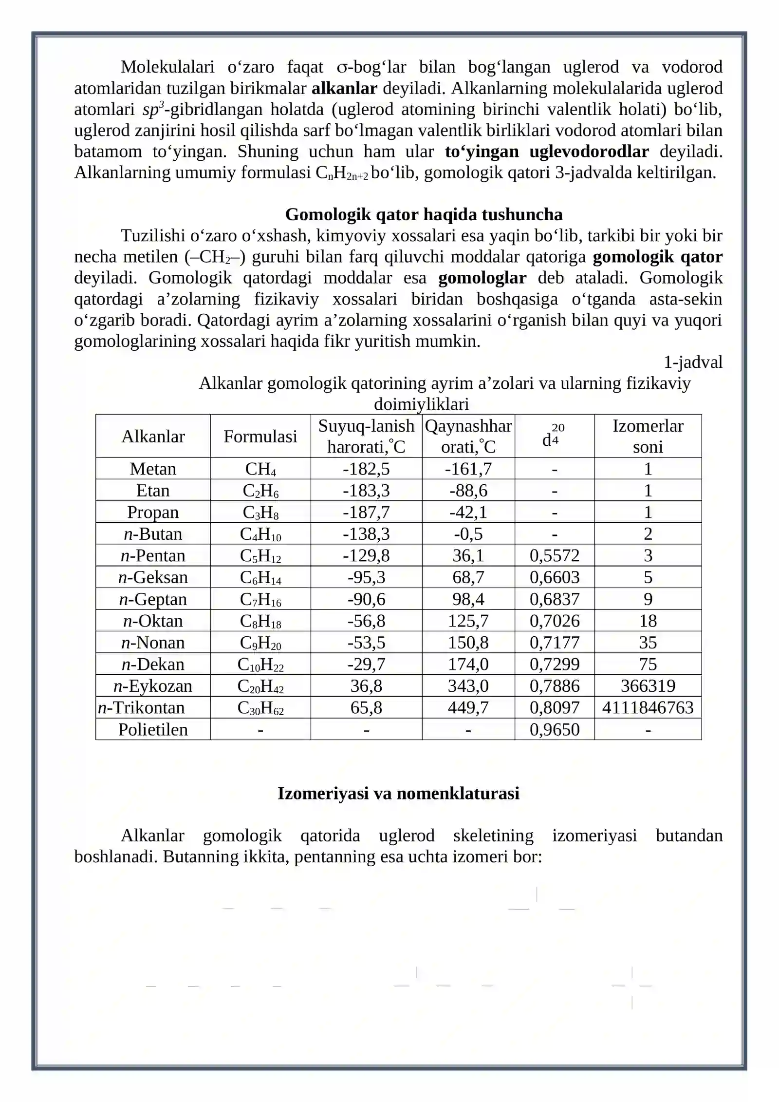 Alkanlarning xossalari 3
