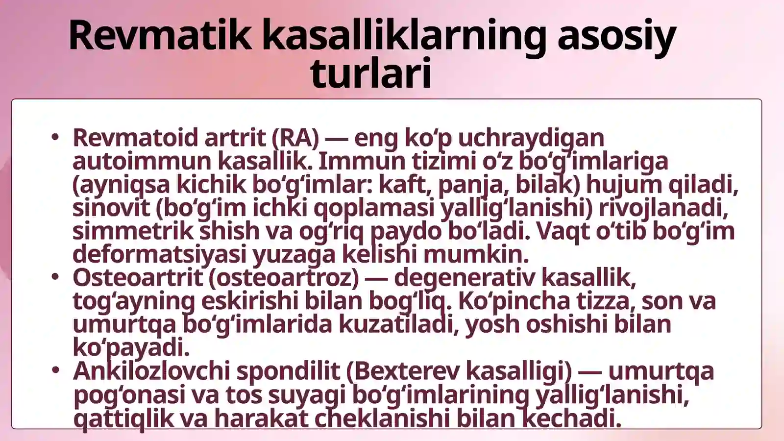 Revmatik kasalliklar. Sinovit 3