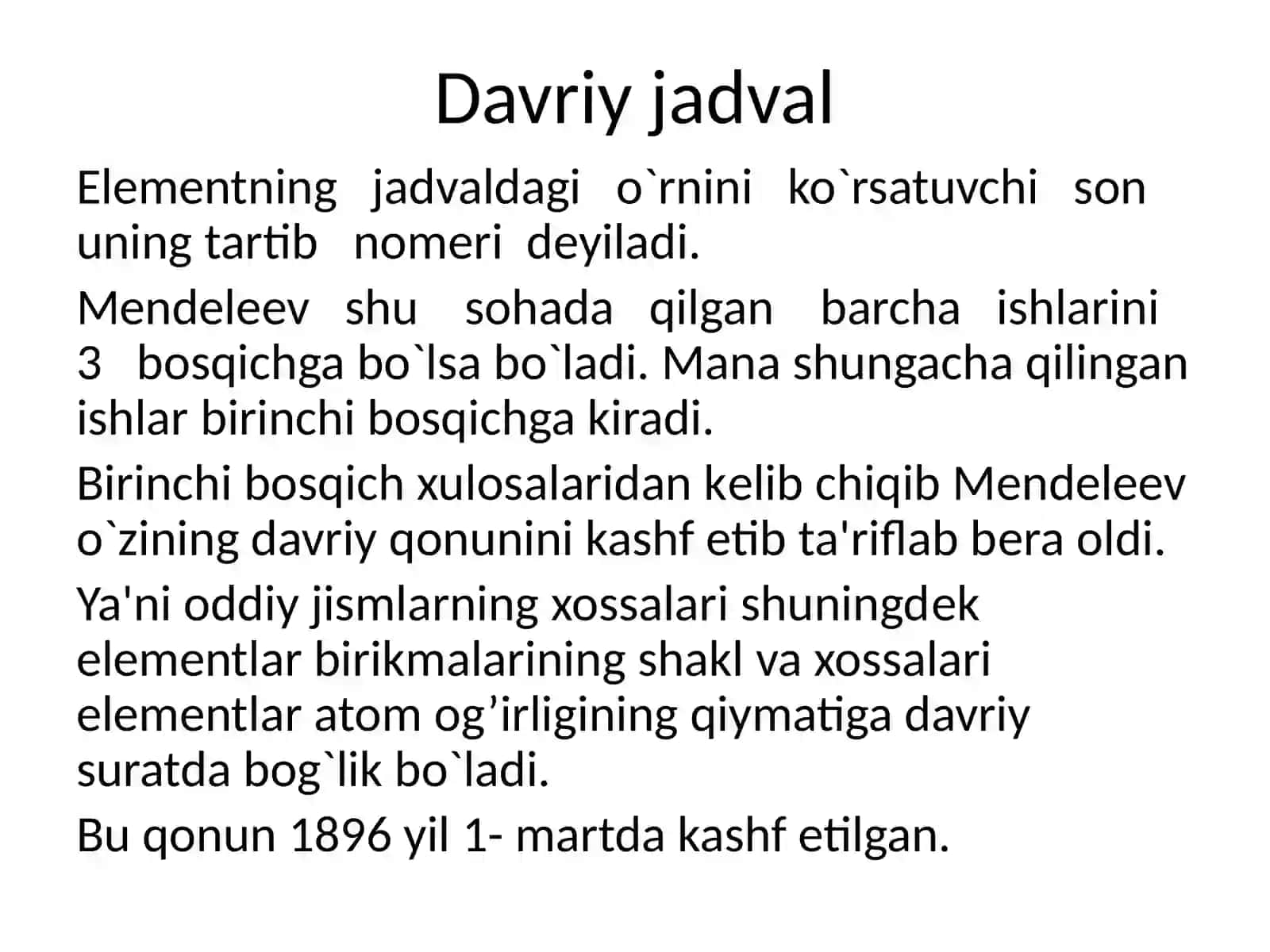 Elеmеntlardavriysistеmasivadavriyqonuni 3