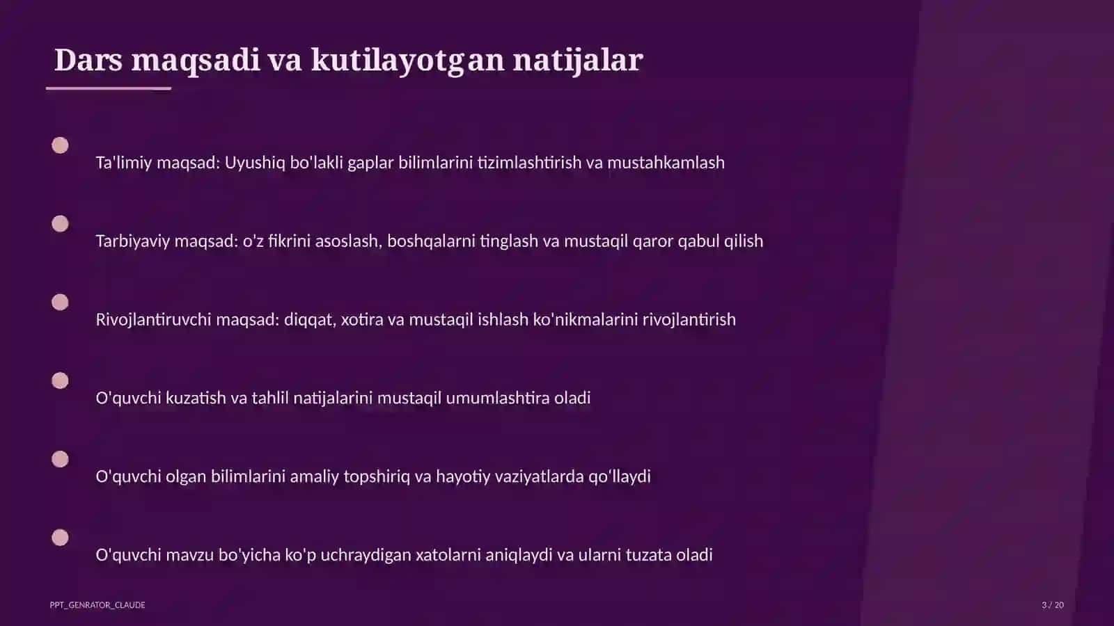 Uyushiq bo'lakli gaplar (4-sinf) 3