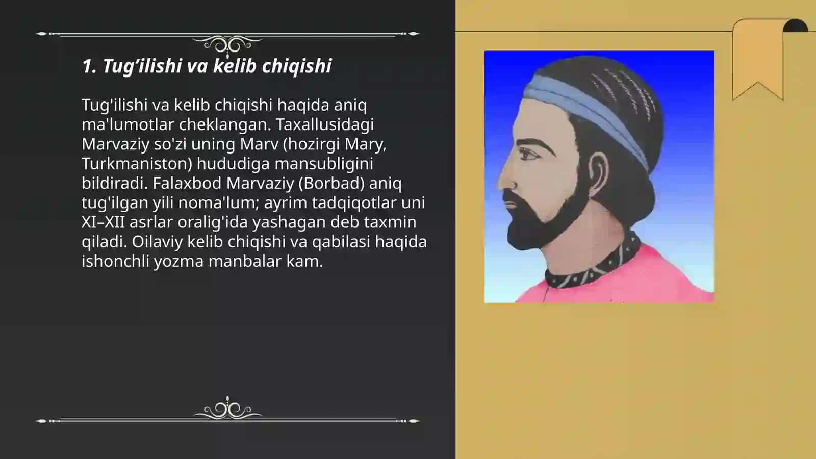 Falaxbod Marvaziy (Borbad)ning hayot yo’li haqida 3