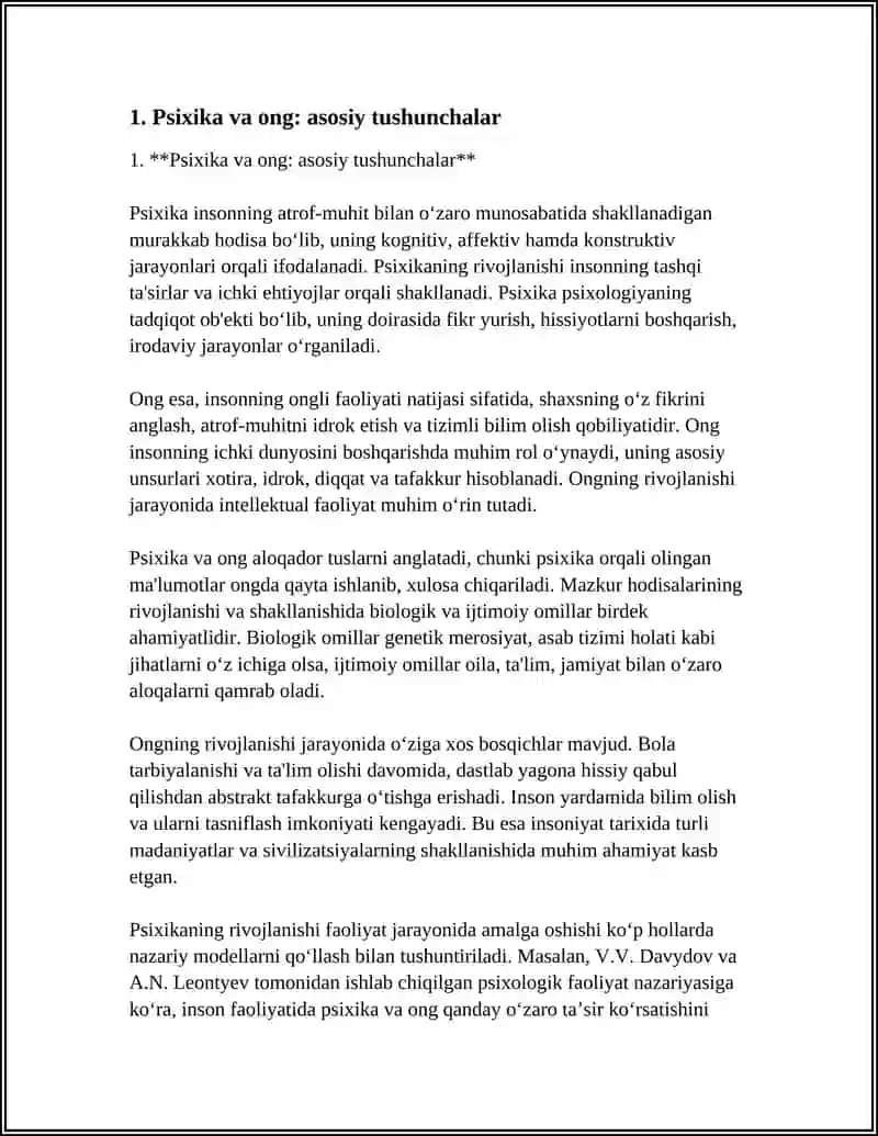 PSIXIKA VA ONGNING TARAQQIYOTI.FAOLIYATNING PSIXOLOGIK TALQINI. SHAXS VA UNING SHAKLLANISHI 3