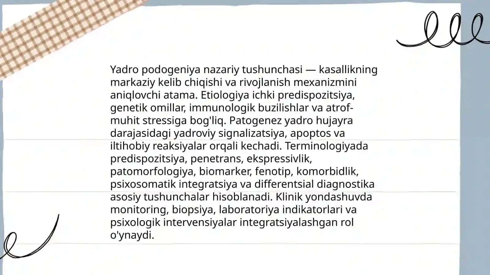 Yadro podogeniya.Surunkali samotik kasalliklar bilan xastalangan bemorlar psixologiyasi klinik psixologik interversiya tizimi 3