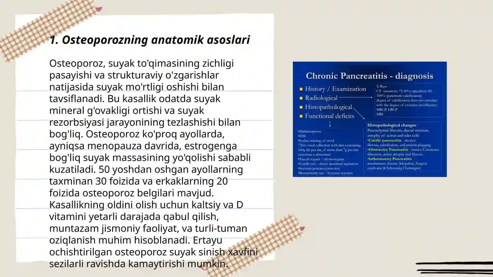 Osteoporoz haqida fiziologiyasi,anatomiyasi,ketiologiyasi,klinikasi,diagnostikasi,davolash 3