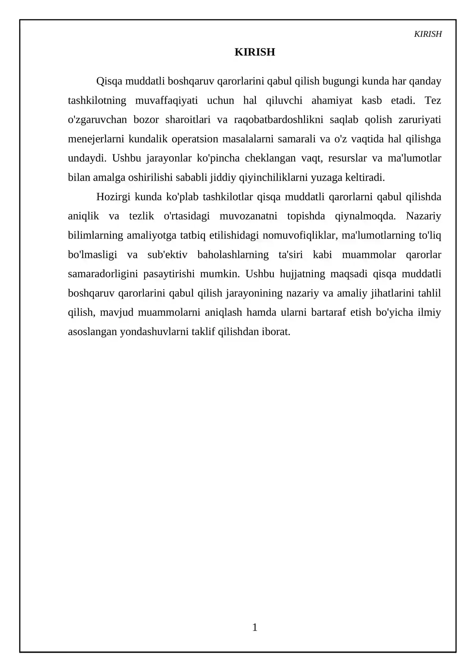 Qisqa muddatli boshqaruv qarorlarini qabul qilish 3
