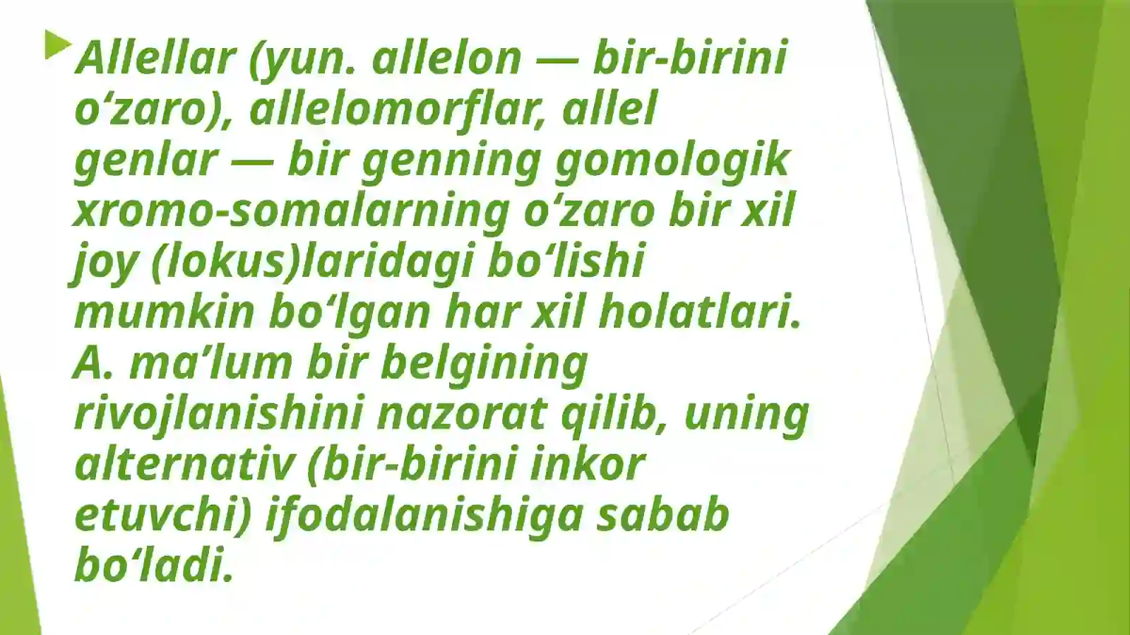 Noallel genlarning komplementar taʼsiri 3