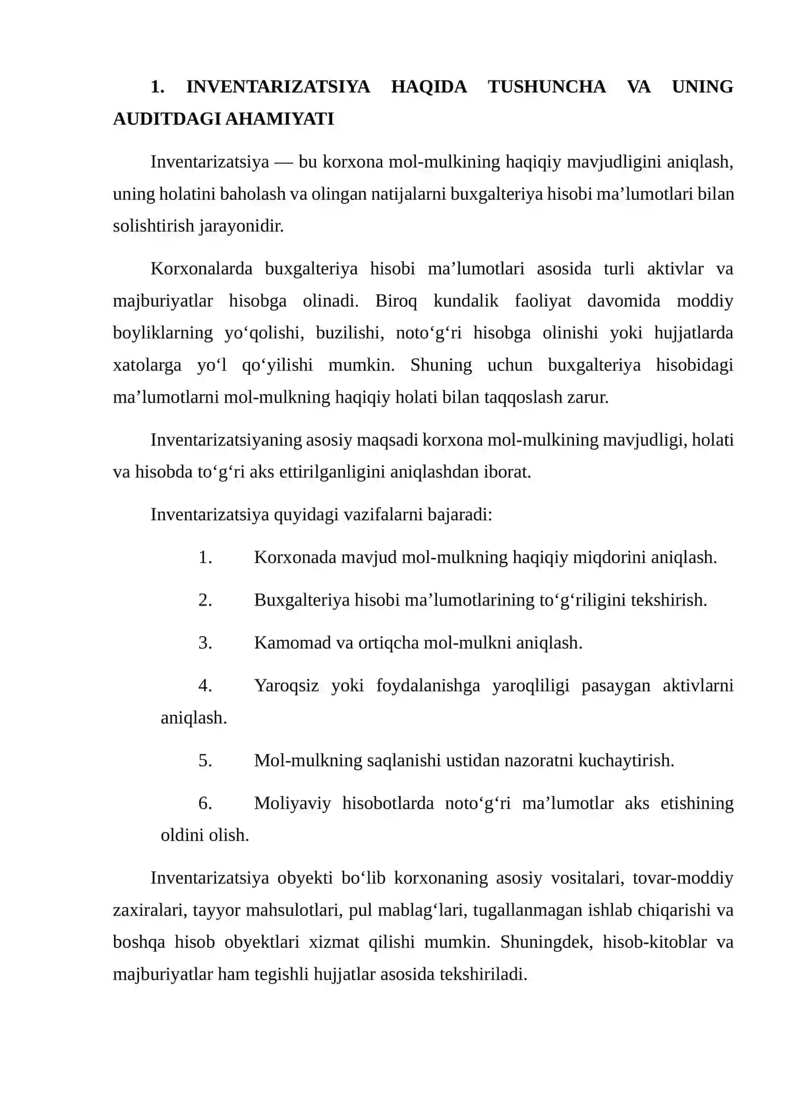 Inventarizatsiyada va Tasdiqlash So'rovida Auditorning Roli 3