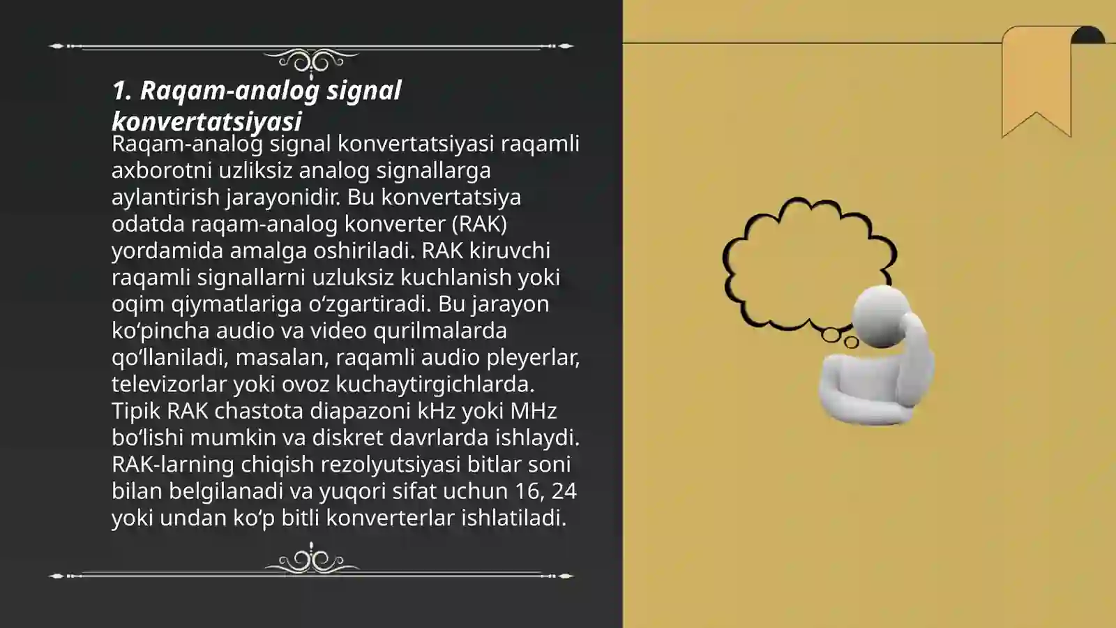 Raqam-analog va analog -raqam signallarni ózgartirish usullari ishlash prinsipi 3