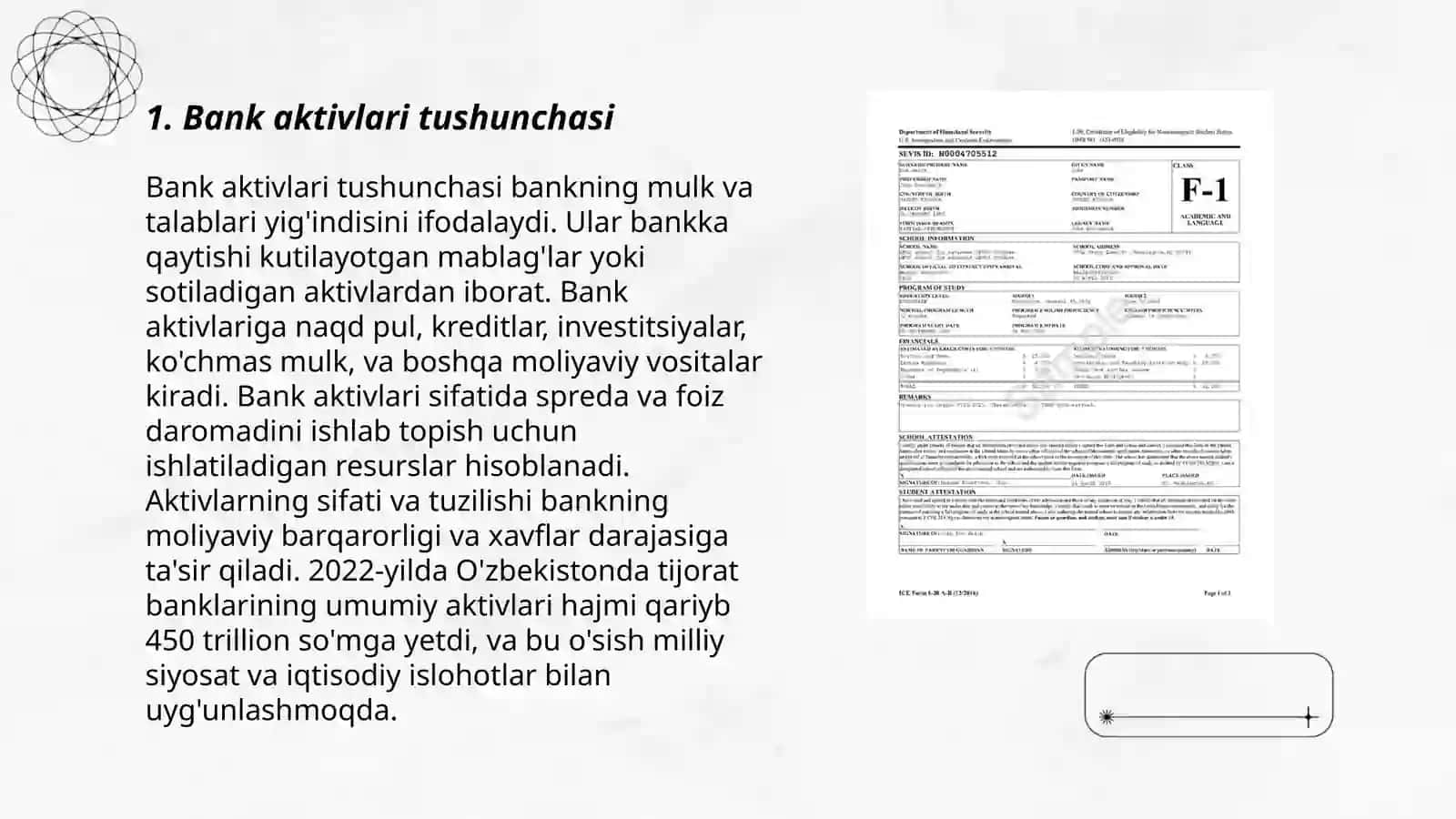 Bank aktivlarining tartibi va ularni balansda joylashishi 3