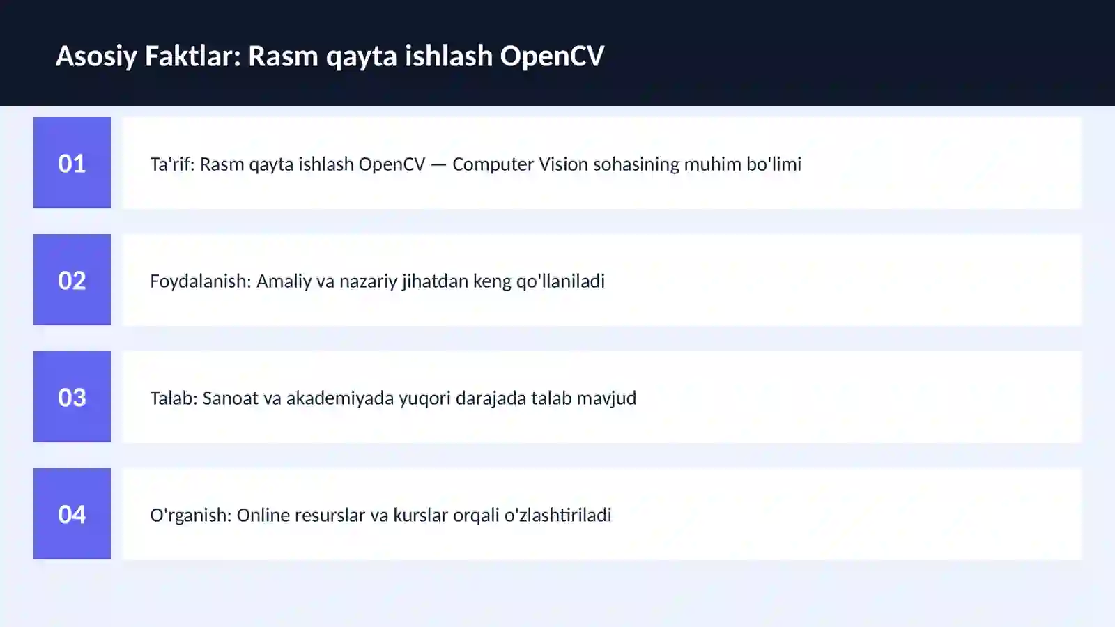 Rasm qayta ishlash OpenCV 3