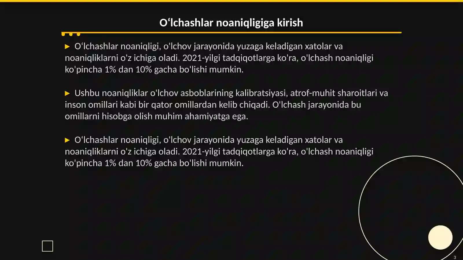 Oʻlchashlar noaniqligini baholash 3