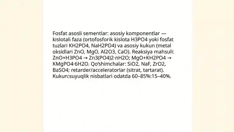 Fosfat asosli sementlar 3