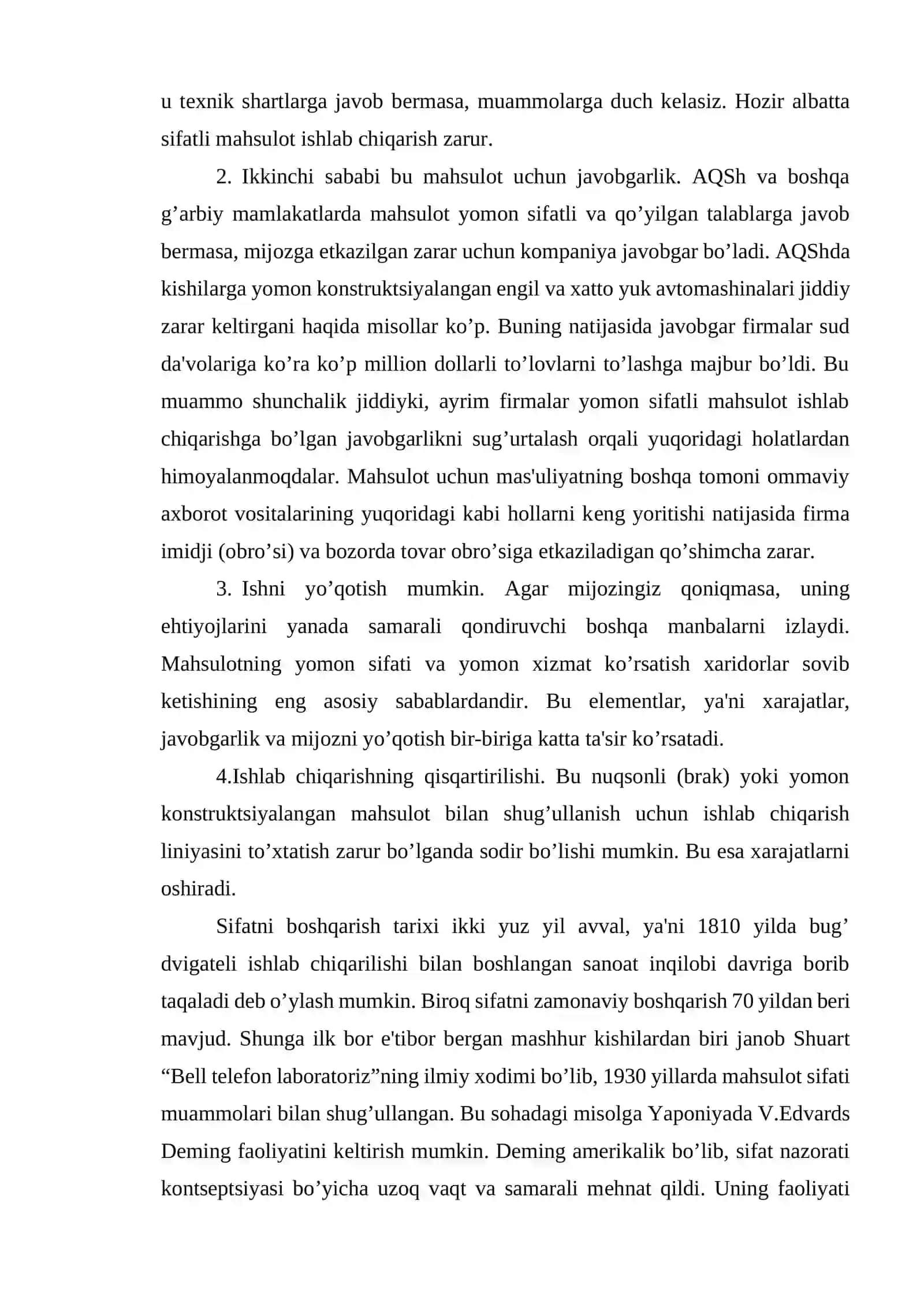 Sifatni nazorat qilish tizimi sifatni boshqarish 3