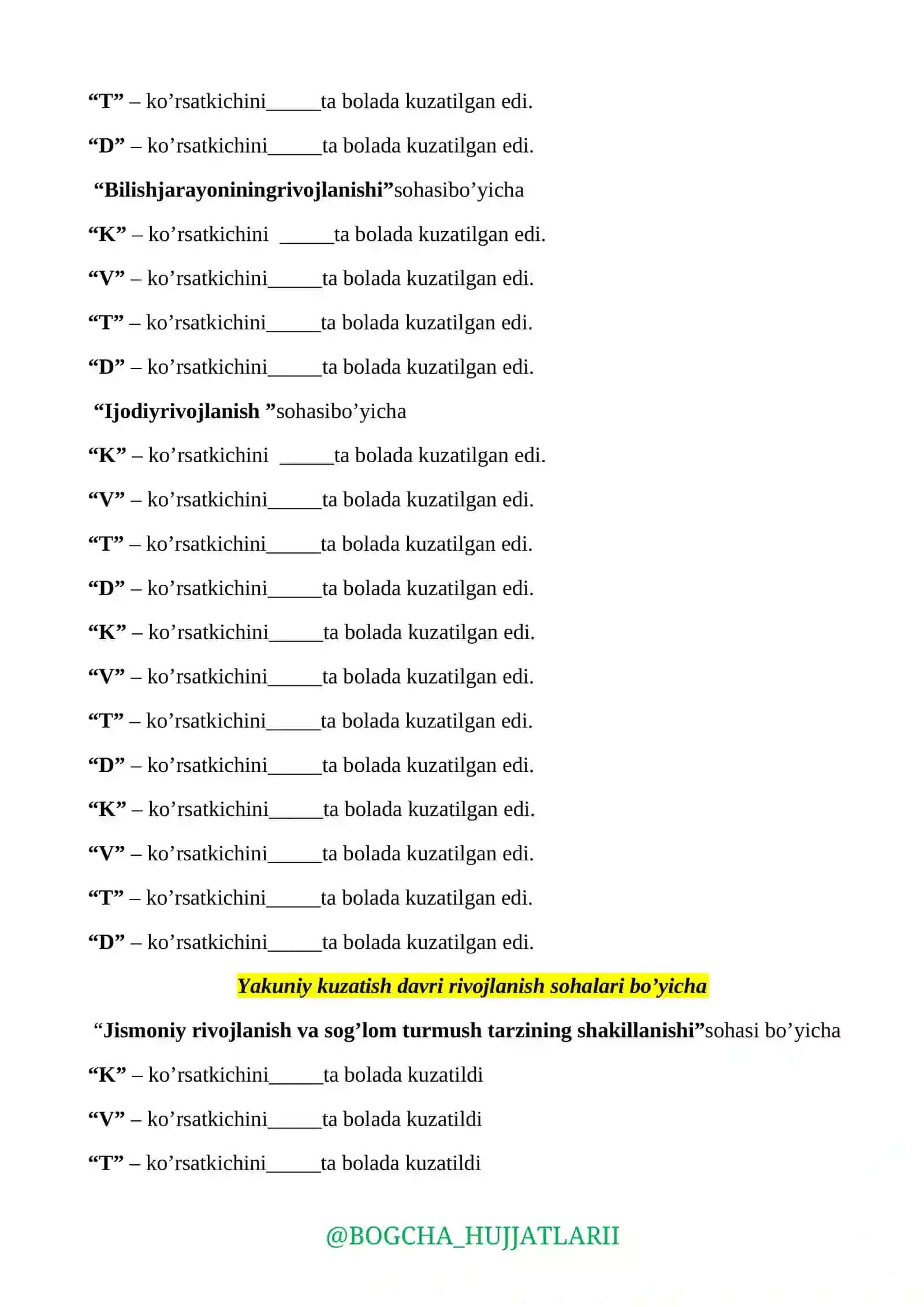 Lola guruhi tarbiyalanuvchilarining ta'lim rivojlanishi 3