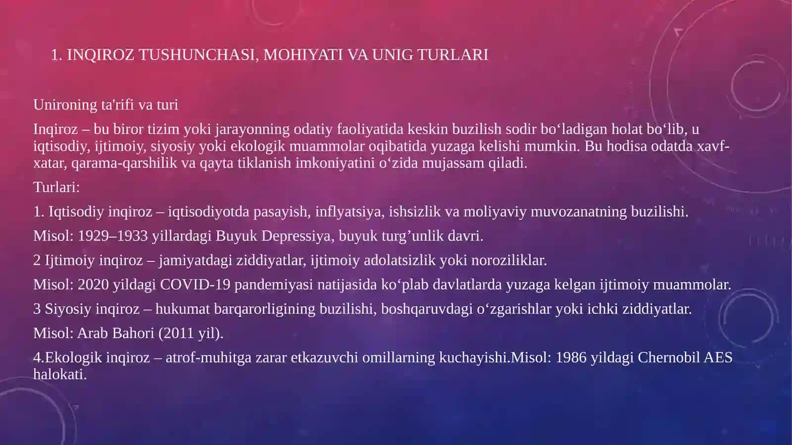 inqirozning vujudga kelish omillari 3