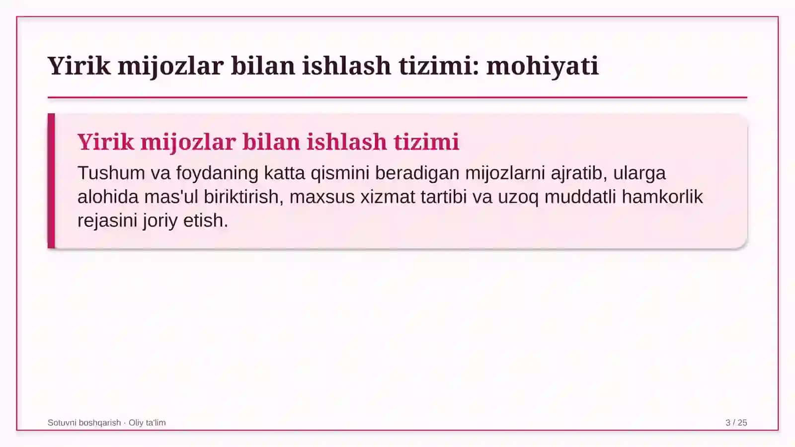 dukkakli ekinlar yetishtirishda yirik mijozlar bilan ishlash tizimi 3070 3