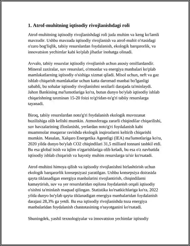Atrof-muhit va Inson Salomatligiga Iqtisodiy Rivojlanishning Ta'siri 3