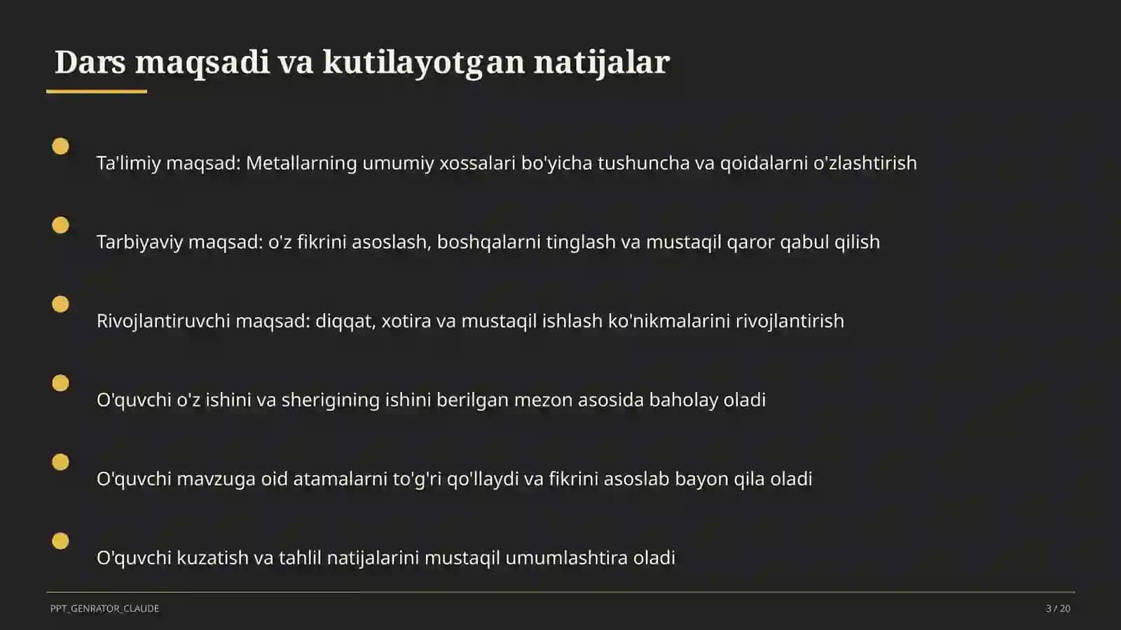 Metallarning umumiy xossalari (9-sinf) 3