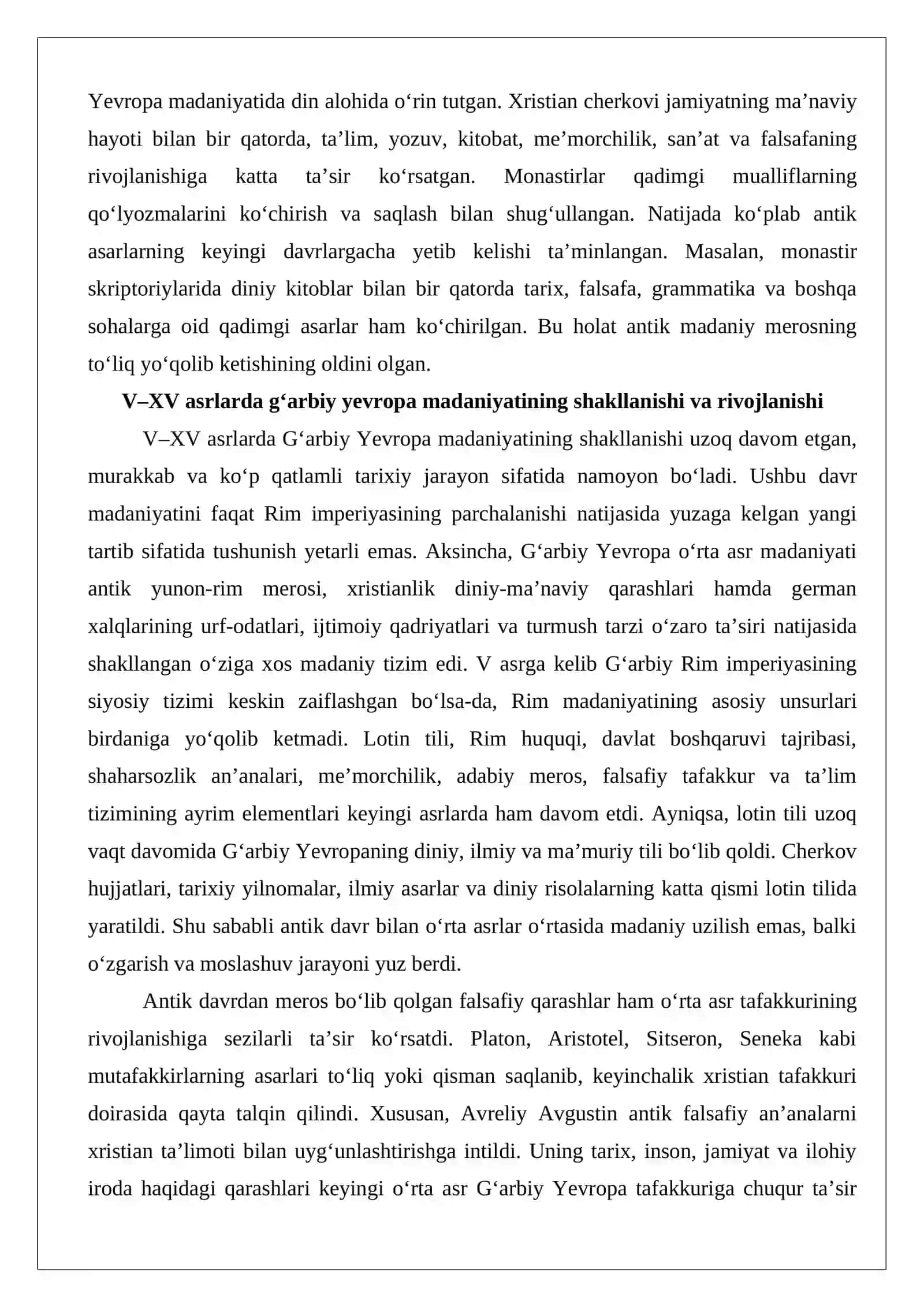 V-XV asrlarda G’arbiy Yevropada madaniyat tarixiga oid ilmiy tadqiqotlar 3