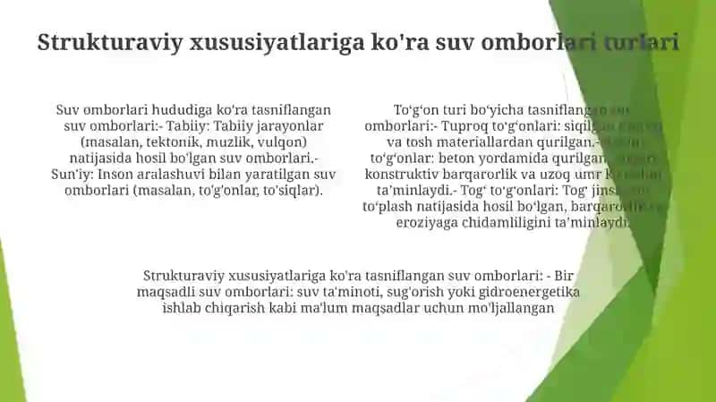 Suv Omborlarini Tansiflarini Tahlil Qilish 3