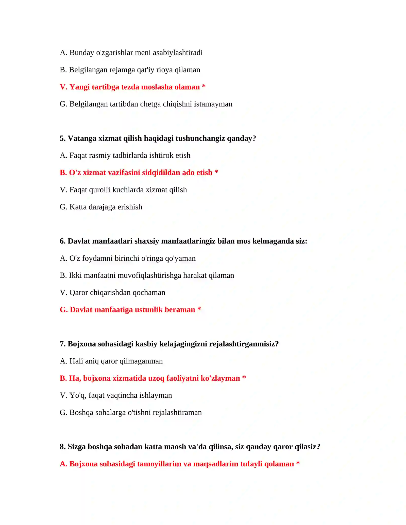 Bojxona IQ savol javob PDF 3