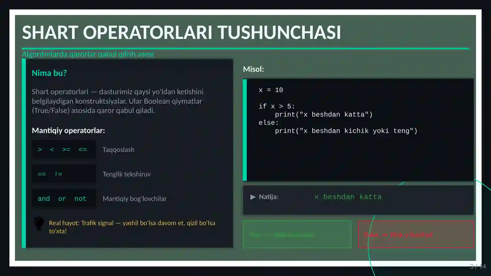 SHART OPERATORLARI 3