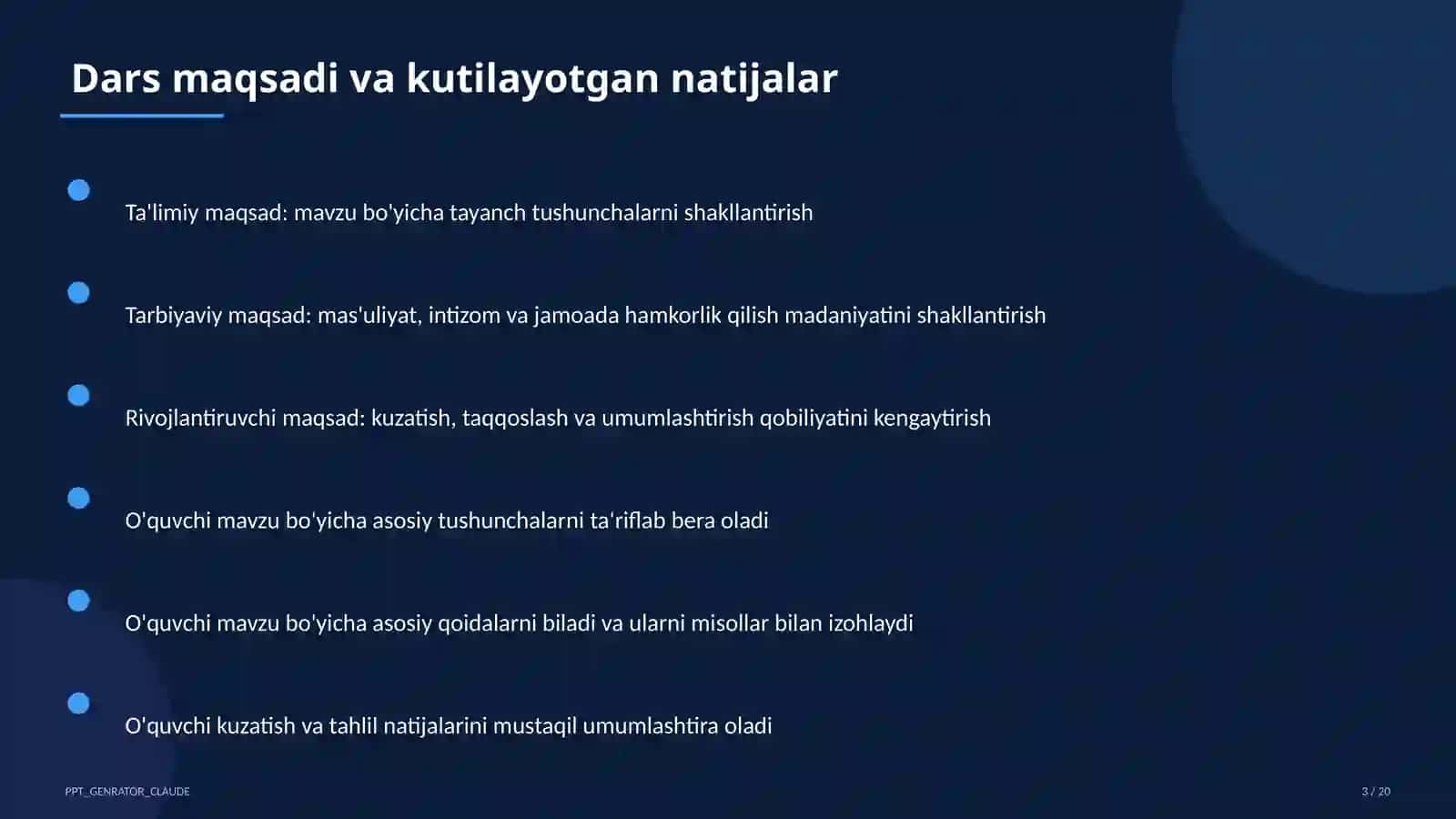 Dolzarb mavzular — maktab va o'qituvchilar (2026) — takrorlash darsi uchun 3