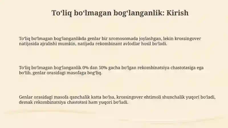 Belgilarning toʻqlisiz birikkan holatda irsiylanishi va unga doir masalalar 3