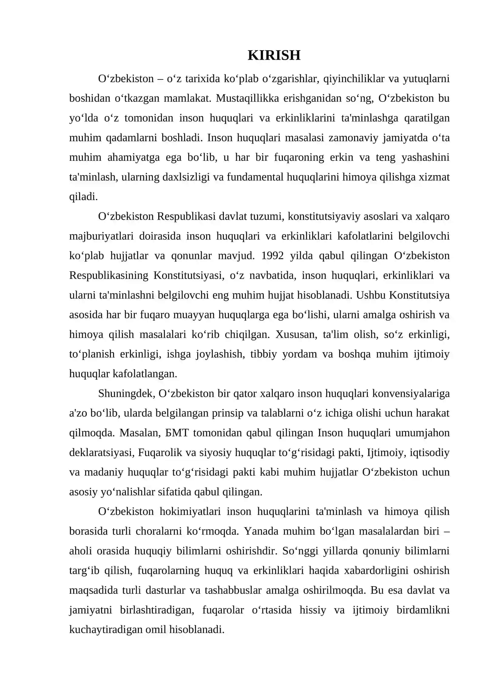 O'ZBEKISTONDA INSON HUQUQLARI VA ERKINLIKLARI KAFOLATINING YARATILISHI 3