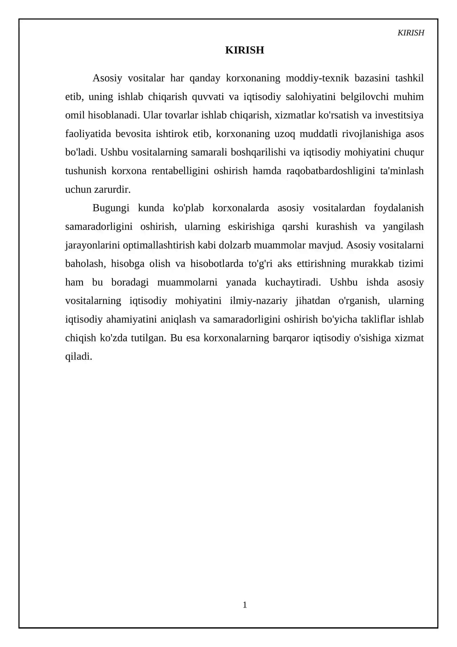 Asosiy vositalarning Iqtisodiy Ahamiyati va Tasnifi 3