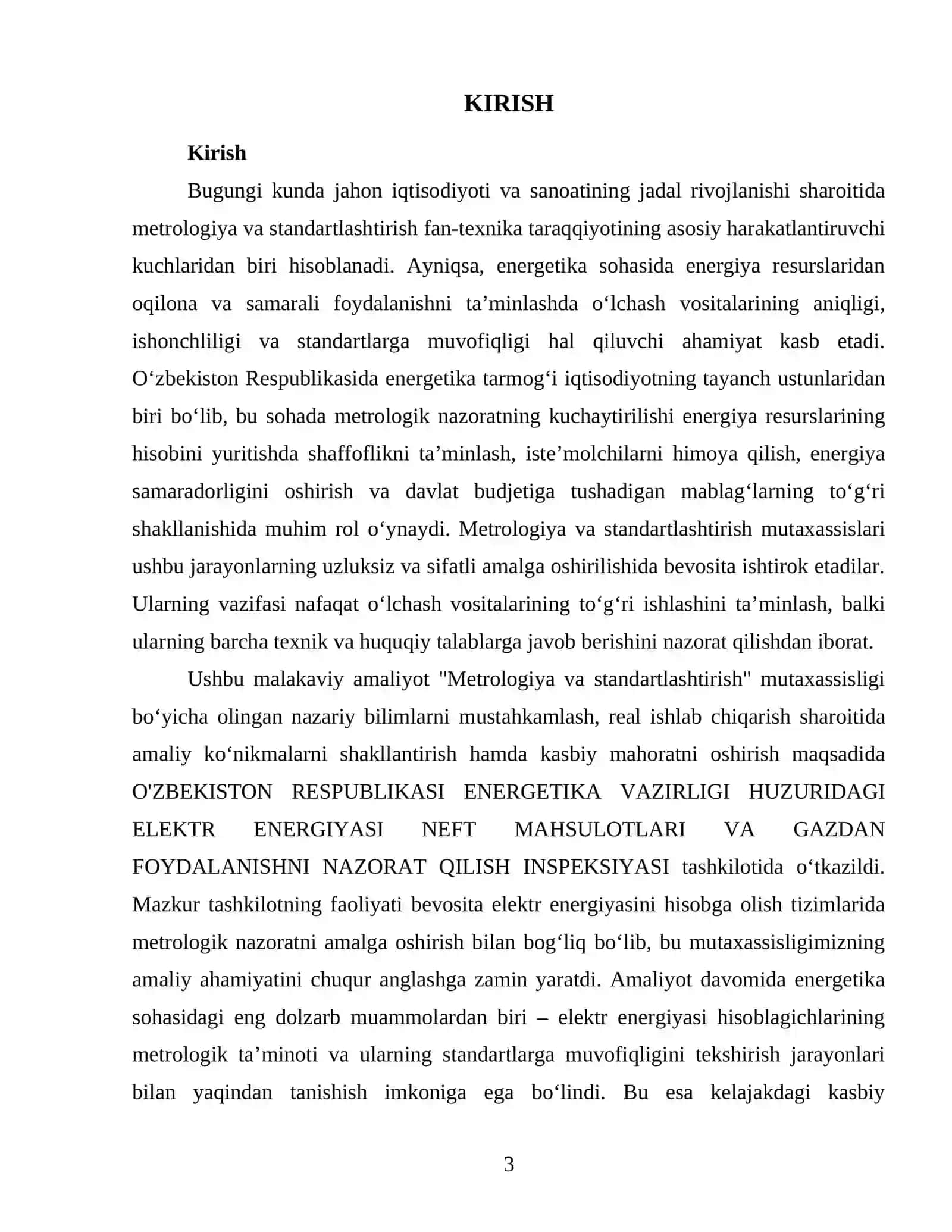 Elektr energiyasidan foydalanishni nazorat qilish bo‘limida sertifikatlashtirish va metrologik nazorat hujjatlarini tekshirish 3